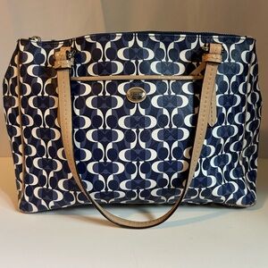 Coach Blue, Tan and White Shoulder Bag